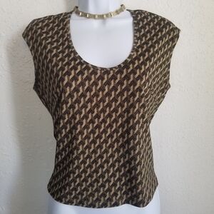 BEBE Geometric Pattern Mettalic Crop Top Medium